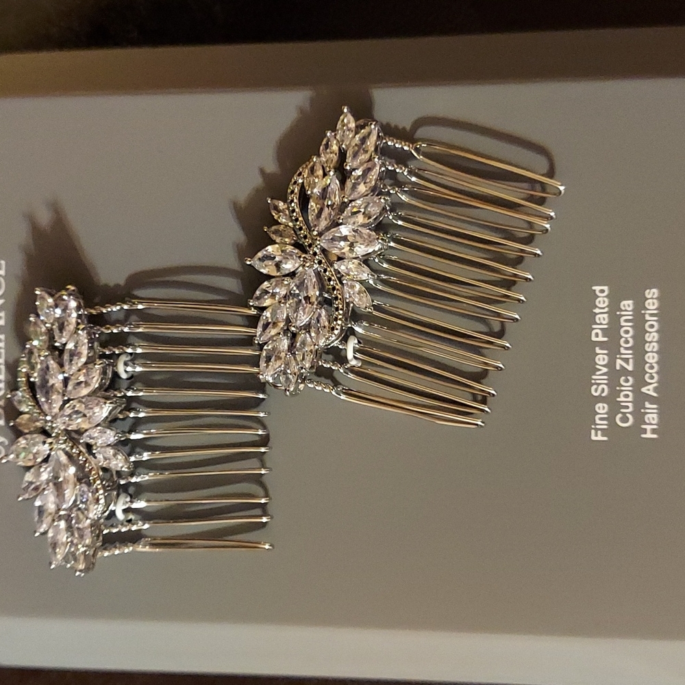 Fine silver plated cubic zirconia hair accessories